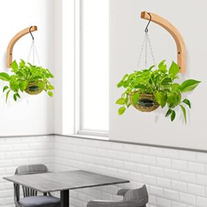 FGSAEOR Plant Hanger, Wall Planters for Indoor Plants, Wooden Wall Mounted Hanging Plant Hooks, Basket Hooks for Lanterns, Flower Bracket, Wind Chimes, Decoration (2-Pack,8-Inch)