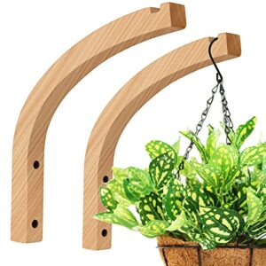 fgsaeor plant hanger, wall planters for indoor plants, wooden wall mounted hanging plant hooks, basket hooks for lanterns, flower bracket, wind chimes, decoration (2-pack,8-inch)
