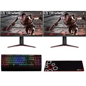 lg 32gn650-b 32" ultragear qhd 165hz 16:9 hdr10 dual monitor w/freesync premium bundle with deco gear mechanical gaming keyboard rgb back lighting + large extended pro gaming mouse pad