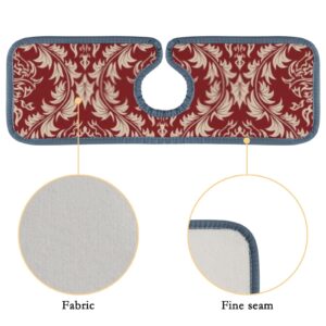 Kitchen Faucet Absorbent Mat 3 Pieces Red Paisley Damask Theme Faucet Sink Splash Guard Bathroom Counter and RV,Faucet Counter Sink Water Stains Preventer