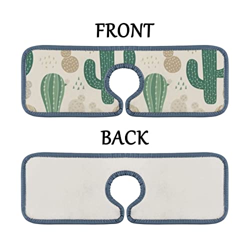 Kitchen Faucet Absorbent Mat 2 Pieces Cute Cactus Neutral Colors Botanical Faucet Sink Splash Guard Bathroom Counter and RV,Faucet Counter Sink Water Stains Preventer