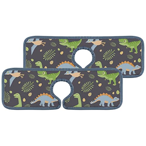 Kitchen Faucet Absorbent Mat 2 Pieces Cartoon Dinosaur with Leaves Faucet Sink Splash Guard Bathroom Counter and RV,Faucet Counter Sink Water Stains Preventer