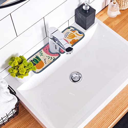 Kitchen Faucet Absorbent Mat 4 Pieces Cute Spring Flower Cat Faucet Sink Splash Guard Bathroom Counter and RV,Faucet Counter Sink Water Stains Preventer