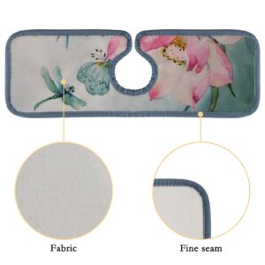 Kitchen Faucet Absorbent Mat 2 Pieces Watercolor Painting of Lotus Dragonfly Faucet Sink Splash Guard Bathroom Counter and RV,Faucet Counter Sink Water Stains Preventer