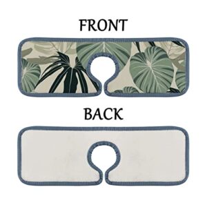 Kitchen Faucet Absorbent Mat 3 Pieces Tropical Exotic Leaves and Plants Faucet Sink Splash Guard Bathroom Counter and RV,Faucet Counter Sink Water Stains Preventer