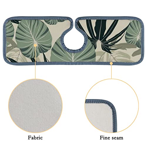 Kitchen Faucet Absorbent Mat 3 Pieces Tropical Exotic Leaves and Plants Faucet Sink Splash Guard Bathroom Counter and RV,Faucet Counter Sink Water Stains Preventer