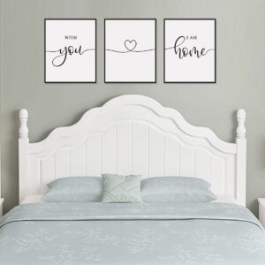 With You I Am Home Minimalist Home Decor Bedroom Wall Art Couples Gift Home Sweet Home Wall Art For Her Above Bed Artwork Set of 3 Bedroom Quotes Above Bed Artwork Home Decor UNFRAMED 11x14inch