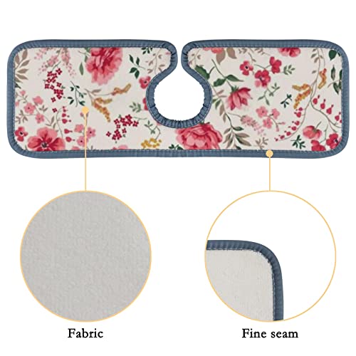 Kitchen Faucet Absorbent Mat 4 Pieces Trendy Floral Leaves Faucet Sink Splash Guard Bathroom Counter and RV,Faucet Counter Sink Water Stains Preventer