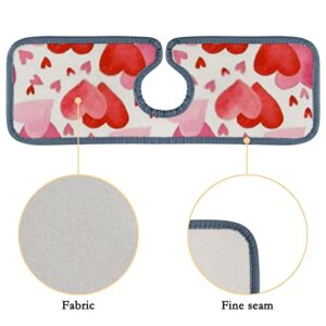 Kitchen Faucet Absorbent Mat 3 Pieces Watercolor Hearts for Valentine'S Day Faucet Sink Splash Guard Bathroom Counter and RV,Faucet Counter Sink Water Stains Preventer