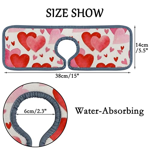 Kitchen Faucet Absorbent Mat 3 Pieces Watercolor Hearts for Valentine'S Day Faucet Sink Splash Guard Bathroom Counter and RV,Faucet Counter Sink Water Stains Preventer