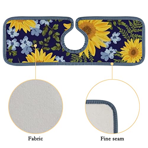 Kitchen Faucet Absorbent Mat 3 Pieces Sunflowers Navy Vintage Foliage Faucet Sink Splash Guard Bathroom Counter and RV,Faucet Counter Sink Water Stains Preventer