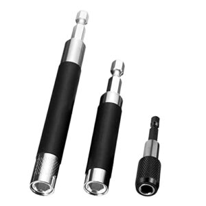 seonfook 3pcs magnetic drive guide quick release screwdriver bit holder extension with 1/4 inch hex shank drill bit tip holder connection rod adapter sleeve for nuts drill and handheld driver