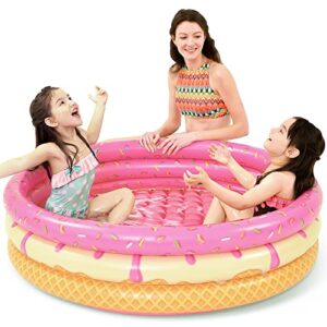 jasonwell inflatable baby kiddie pool - kids paddling pool toddler baby swimming pool blow up ball pit pool blow up infant wading pool for backyard (48in donuts)