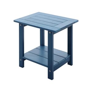 meluvici double adirondack outdoor side table weather resistant, outdoor rectangular patio end table for adirondack chair, dark blue