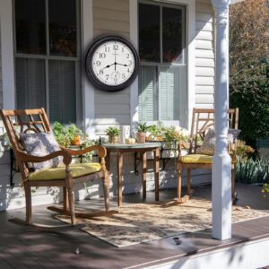 12 Inch Indoor Outdoor Clock Waterproof with Thermometer Retro Wall Clocks for Patio Pool Garden Home,Bronze