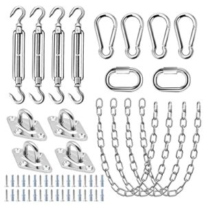 tootaci sun shade sail hardware kit with chains 1m× 4pcs,heavy duty shade sail hardware kit rectangle 6 inch with stainless steel hanging chains 1/8 for sun sail installation,outdoor canopy,pergola