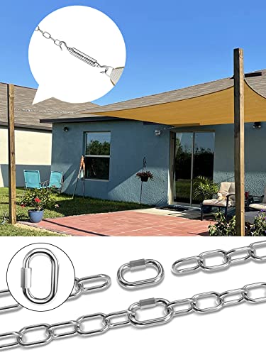 TooTaci Sun Shade Sail Hardware Kit with Chains 1M× 4pcs,Heavy Duty Shade Sail Hardware Kit Rectangle 6 inch with Stainless Steel Hanging Chains 1/8 for Sun Sail Installation,Outdoor Canopy,Pergola