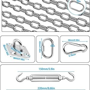 TooTaci Sun Shade Sail Hardware Kit with Chains 1M× 4pcs,Heavy Duty Shade Sail Hardware Kit Rectangle 6 inch with Stainless Steel Hanging Chains 1/8 for Sun Sail Installation,Outdoor Canopy,Pergola