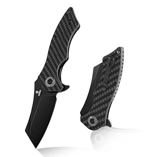 SENNILOX Pocket Folding Knife,3.51” D2 Blade,Full Carbon Fiber Handle,Titanium Coating,Unique Tool Gift for EDC Men Women