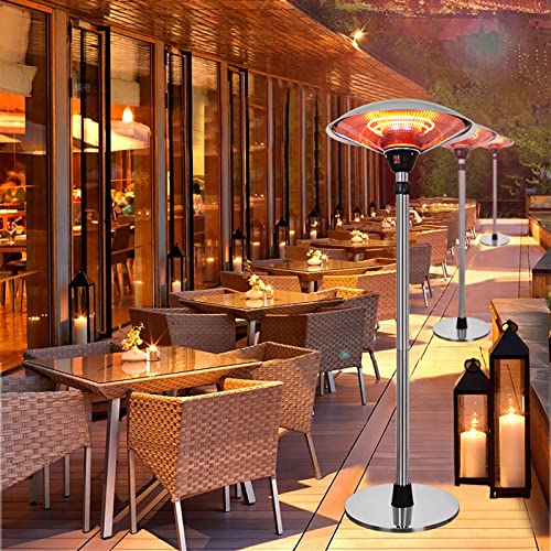 Outdoor Electric Heater,3000W Waterproof Patio Heater 3 Power Level Room Heater with Tip Over Protection,Freestanding Height Adjustable Space Heater for Indoor Basement Garage-3000w 58x160-210cm(23x63