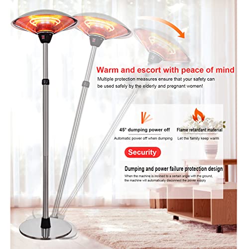 Outdoor Electric Heater,3000W Waterproof Patio Heater 3 Power Level Room Heater with Tip Over Protection,Freestanding Height Adjustable Space Heater for Indoor Basement Garage-3000w 58x160-210cm(23x63