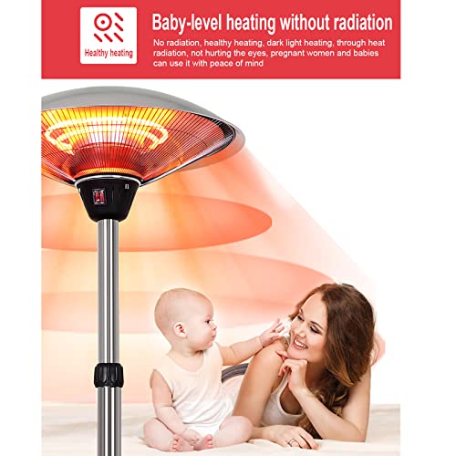 Outdoor Electric Heater,3000W Waterproof Patio Heater 3 Power Level Room Heater with Tip Over Protection,Freestanding Height Adjustable Space Heater for Indoor Basement Garage-3000w 58x160-210cm(23x63