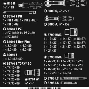 Wera 8100 SA/SC 2 Kit con cricchetto Zyklop Speed con attacco da 1/4 e 1/2, metrico, 43 pezzi & Bit-Check 30 Impaktor 1, 30 pezzi