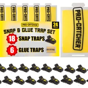 Mouse Traps Large Rat Traps Indoor Set of 24, 18 Reusable Mouse Traps and 6 Glue Traps Mouse Traps Indoor for Home Powerful Traps for The House - 24 Pack