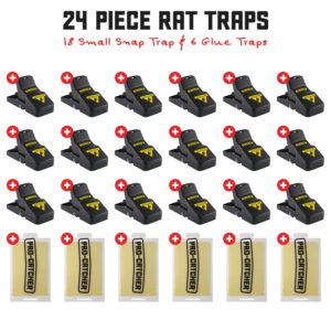 Mouse Traps Large Rat Traps Indoor Set of 24, 18 Reusable Mouse Traps and 6 Glue Traps Mouse Traps Indoor for Home Powerful Traps for The House - 24 Pack