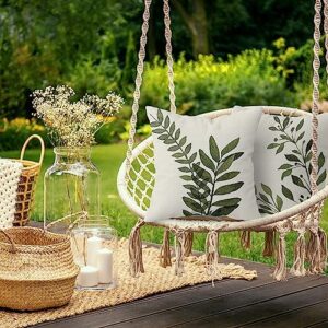 Tritard Outdoor Pillow Covers Set of 2 Waterproof Fabric Green Botanical Plant Leaves Throw Pillow Covers Leaf Pillowcases for Patio Furniture Living Room, 18x18