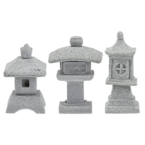 Familiars Village Minature Things Miniature Decoration Set, 3 Japanese Lantern, Mini Fairy Decor for Garden& Patio Micro Landscape Bonsai Decoration Familiars Village Bonsai Miniature Statue