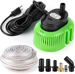 pool cover pump above ground, water pump for pool draining, submersible water pump sump pump with 16 ft drainage hose & 25 ft extra long power cord (840gph-green, green)