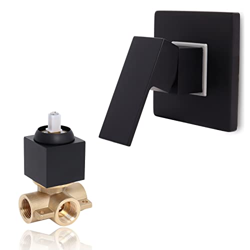 Shower Valves Wall Mount Copper Faucet Shower Rough-In Valve Bathroom Trim Kit Single Handle Tub Shower Valve Mixer, Matte Black