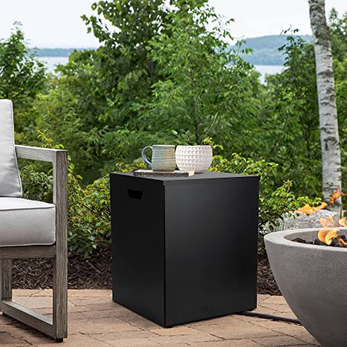 Stanbroil Propane Tank Hideaway Table for Standard 20lb Gas Tank Fire Pit Propane Tank Cover with Side Handles, Black