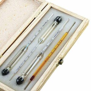 BioRing Alcohol Hydrometer 0-100% Accurate Meter for Whiskey Moonshine Distill Test Jar (Wood Box+Glass jar)