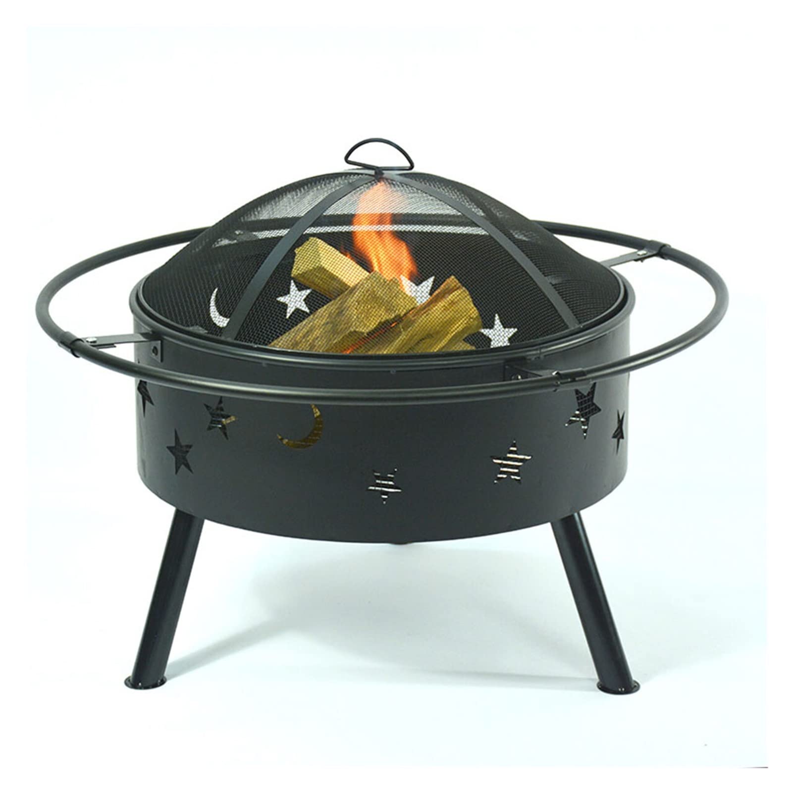 LIUXUEFE Fire Pit, Large 32-inch Steel Brazier, Modern Cast Iron Fire Pits, Garden Outdoor Garden Terrace Camping