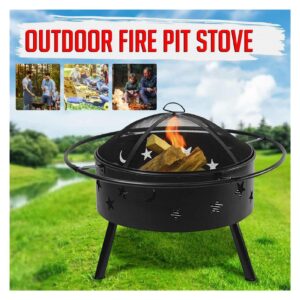 LIUXUEFE Fire Pit, Large 32-inch Steel Brazier, Modern Cast Iron Fire Pits, Garden Outdoor Garden Terrace Camping