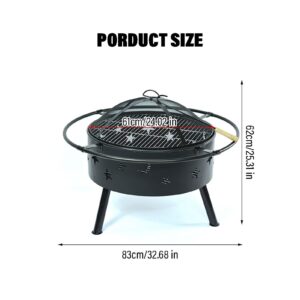 LIUXUEFE Fire Pit, Large 32-inch Steel Brazier, Modern Cast Iron Fire Pits, Garden Outdoor Garden Terrace Camping