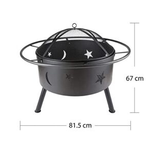 LIUXUEFE Fire Pit, Fire Bowl, wo-od Burning Fireplace, Brazier, Patio Heater (Color : Black)