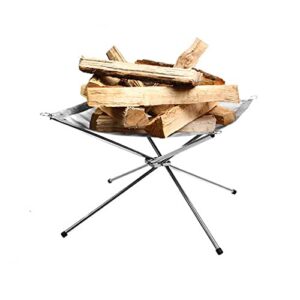 liuxuefe stainless steel wo-od-burning fire pit frame, foldable fire frame, outdoor barbecue grill (color : medium)