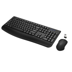 Full-Sized 2.4GHz Wireless Keyboard and Mouse Combo with Comfortable Palm Rest for Windows, Mac OS PC/Desktops/Laptops（Black）