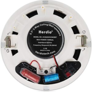 Herdio in Ceiling Speakers, 6.5 Inch 600 Watts Flush Mount Passive Wired Speakers for Bathroom, Kitchen,Living Room,Office(4 Speakers)