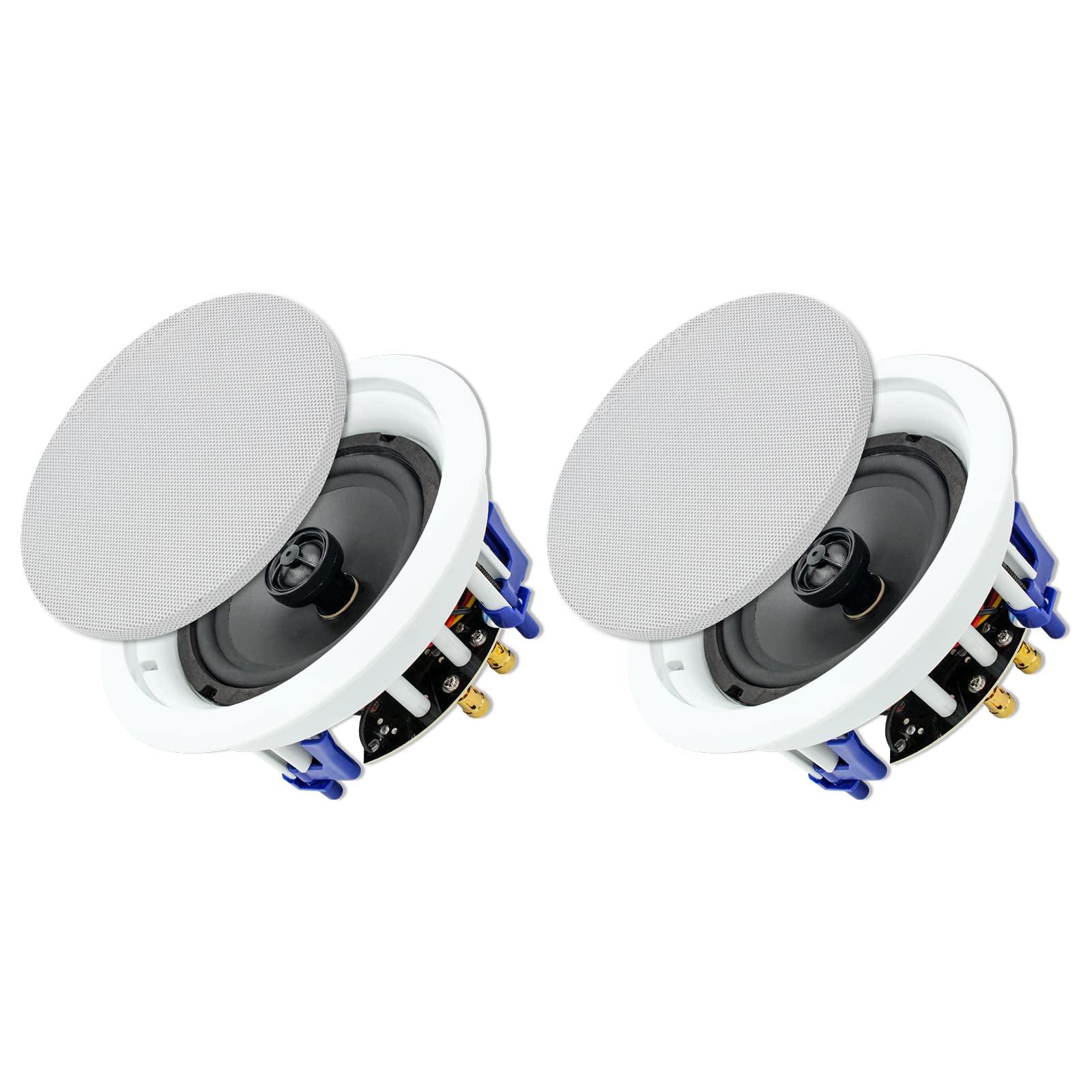 Herdio Passive Ceiling Speakers 6.5 Inch, 320W 2-Way Round Flush Mount Speakers, Easy to Install, Perfect for Home Theater Living Room Bathroom Office, (White, Pair)