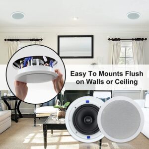 Herdio Passive Ceiling Speakers 6.5 Inch, 320W 2-Way Round Flush Mount Speakers, Easy to Install, Perfect for Home Theater Living Room Bathroom Office, (White, Pair)