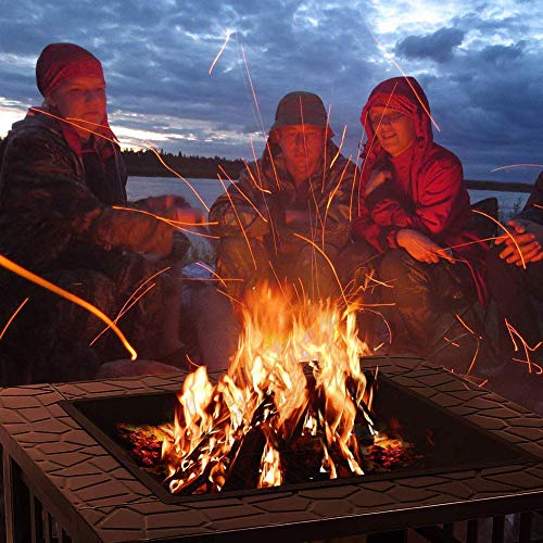 Wyxy Fire Pit with Barbecue Grill, Fire Bowl for Gardens and Terraces Outdoor Garden Fire Pit with Net Cover/Charcoal and Charcoal (Black)