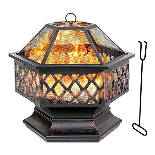 Wyxy Outdoor Heater, Big Fire Pit and Brazier Square Fire Pit Brazier Bowl, Dining Table Set Camping Rack Outer Brazier Fire Bowl 6361 cm