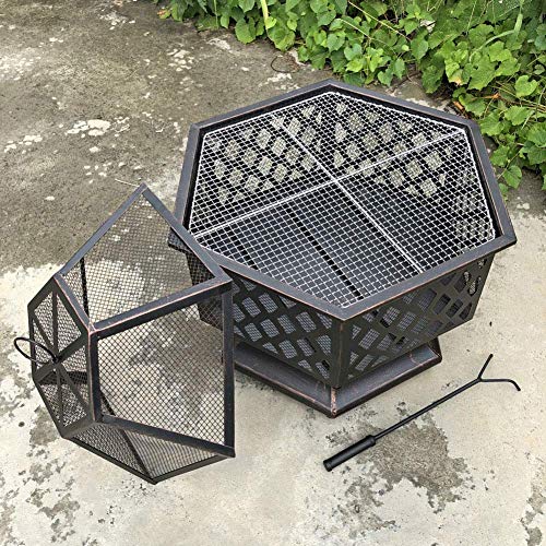 Wyxy Outdoor Heater, Big Fire Pit and Brazier Square Fire Pit Brazier Bowl, Dining Table Set Camping Rack Outer Brazier Fire Bowl 6361 cm