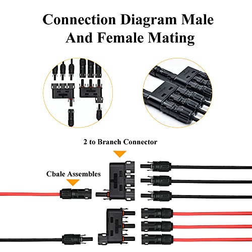 Trisinger Solar Branch Connector IP68 Waterproof 1500V Solid Copper Terminal 3male1female and 3female 1male, 1 Pairs (3 to 1)