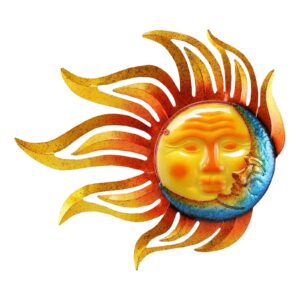 wotieuns metal sun wall decor outdoor garden fence art sun moon wall art hanging lndoor living room yard home wall sculpture