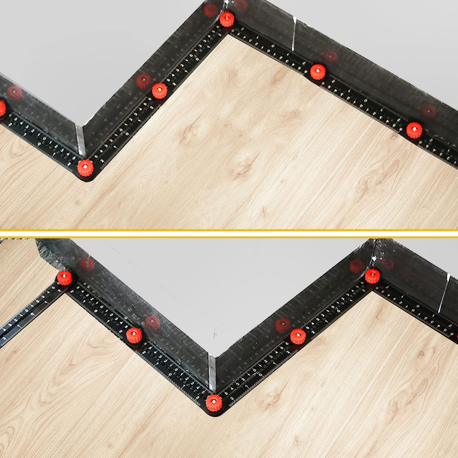 16 Side Multi Angle Measuring Ruler with Opening Locator,16 Fold Angle Finder Tool Ceramic Tile Hole Punch Locator,Aluminum Alloy Angle Measuring Ruler for Craftsmen Handymen Builders Carpenters